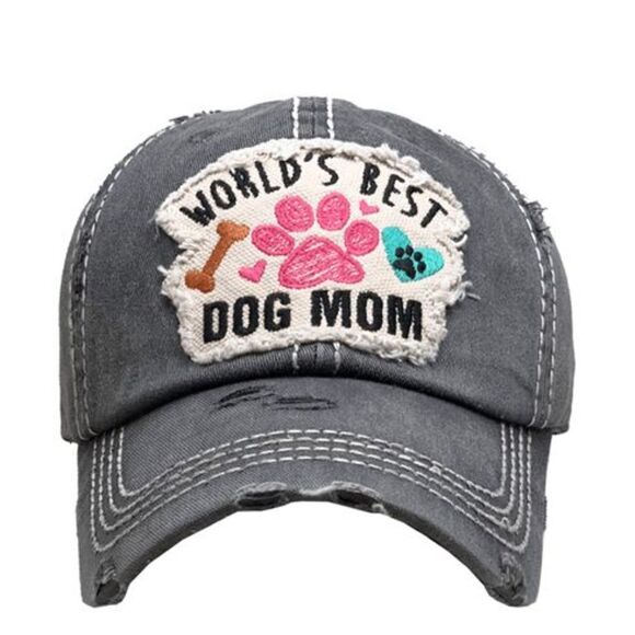 Ladies Stone Worlds Best Dog Mom Ladies Baseball Cap - Picture 1 of 2